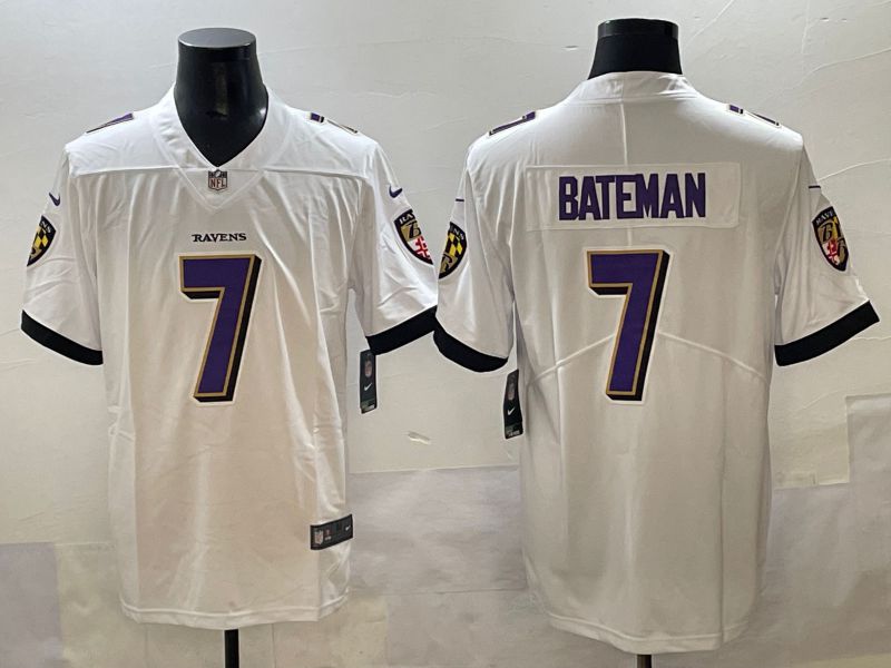 Men 2025 Baltimore Ravens #7 Bateman White Second generations Nike Limited NFL Jersey style 1